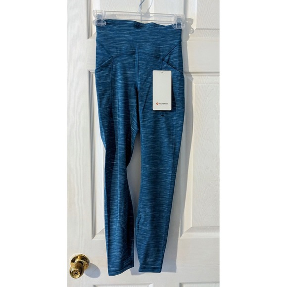 Lululemon Power Thru HR Tight 25" Heathered Teal‎ Blue Leggings Size 2 NWT - Picture 6 of 8